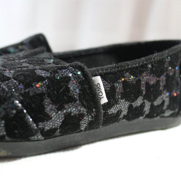 TOMS Black Cat Sparkly Alpargatas, Halloween, Cat Lady, Size 5.5 - Picture 6 of 7